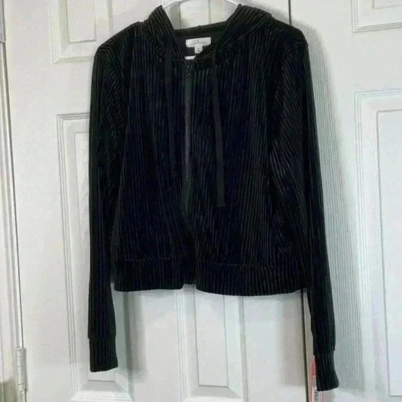 Colsie Waffle Long Sleeve Zip Down Hoodie Size M - Picture 2 of 8